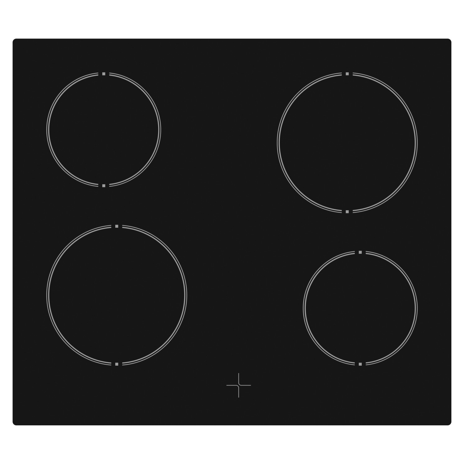 Schwarzes Glaskeramikkochfeld mit vier Kochzonen für die Flex-Well Exclusiv Küchenzeile.