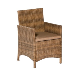 Merxx Treviso Sessel 2er-Set mit Auflagen, naturfarbenes Kunststoffgeflecht auf Stahlgestell.