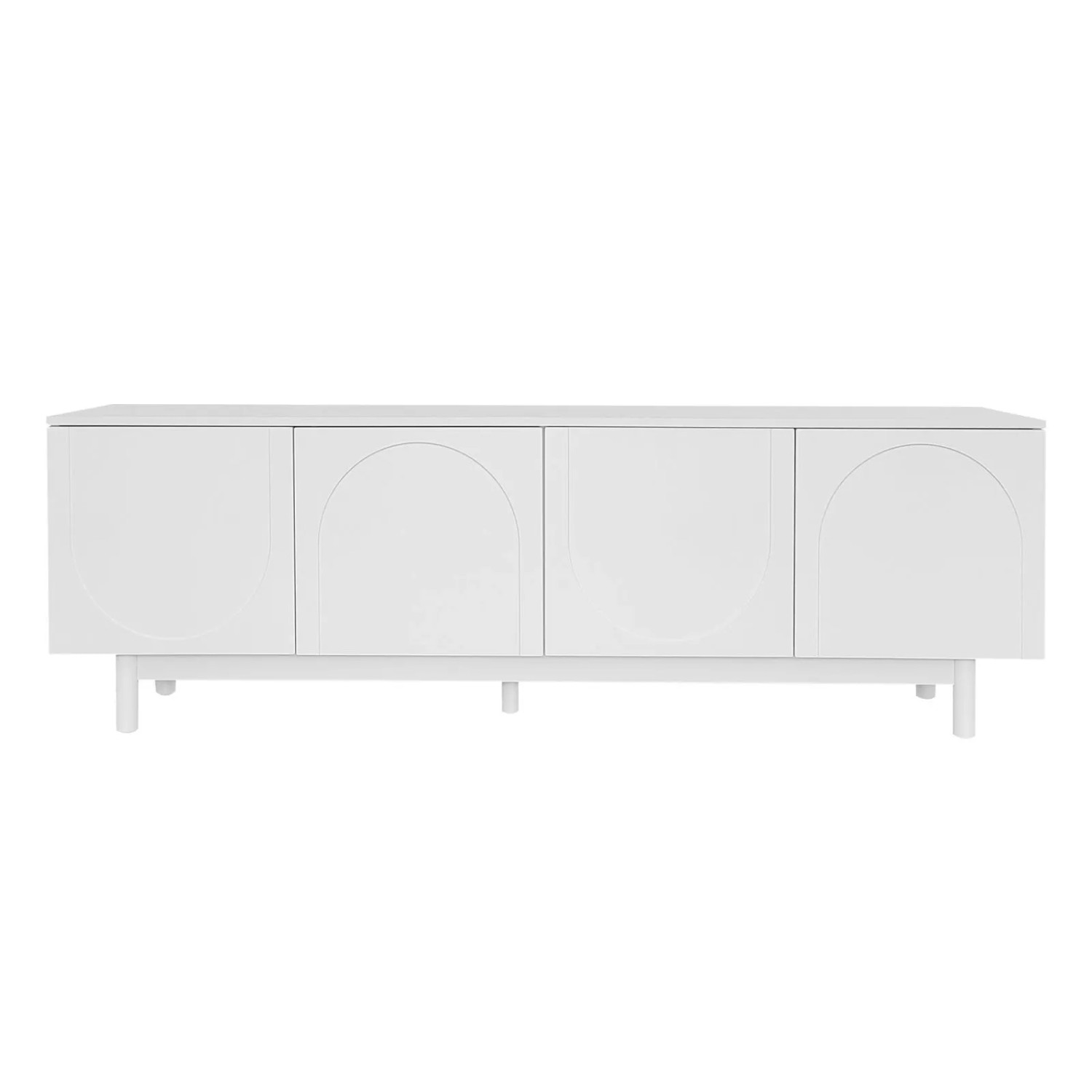 PXloue TV Lowboard Wandschrank Weiß mit 4 Türen und Verstellbaren Einlegeböden 175 x 38 x 56 cm