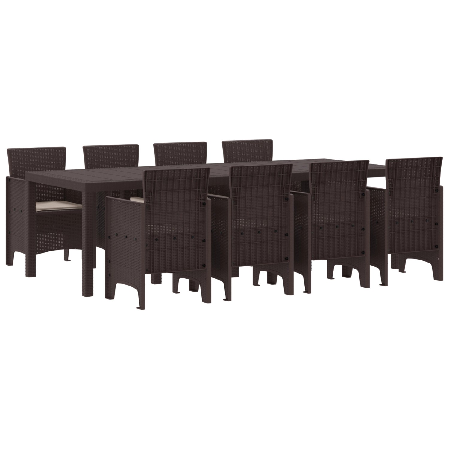 vidaXL 9-tlg Garten-Essgruppe mit Kissen Braun Poly Rattan 3378738 günstig online kaufen