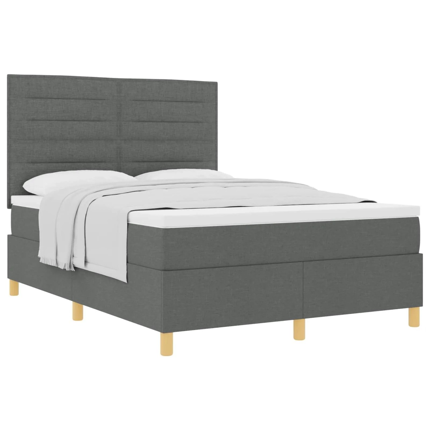 vidaXL Boxspringbett mit Matratze Dunkelgrau 140 x 190 cm Stoff 3339540
