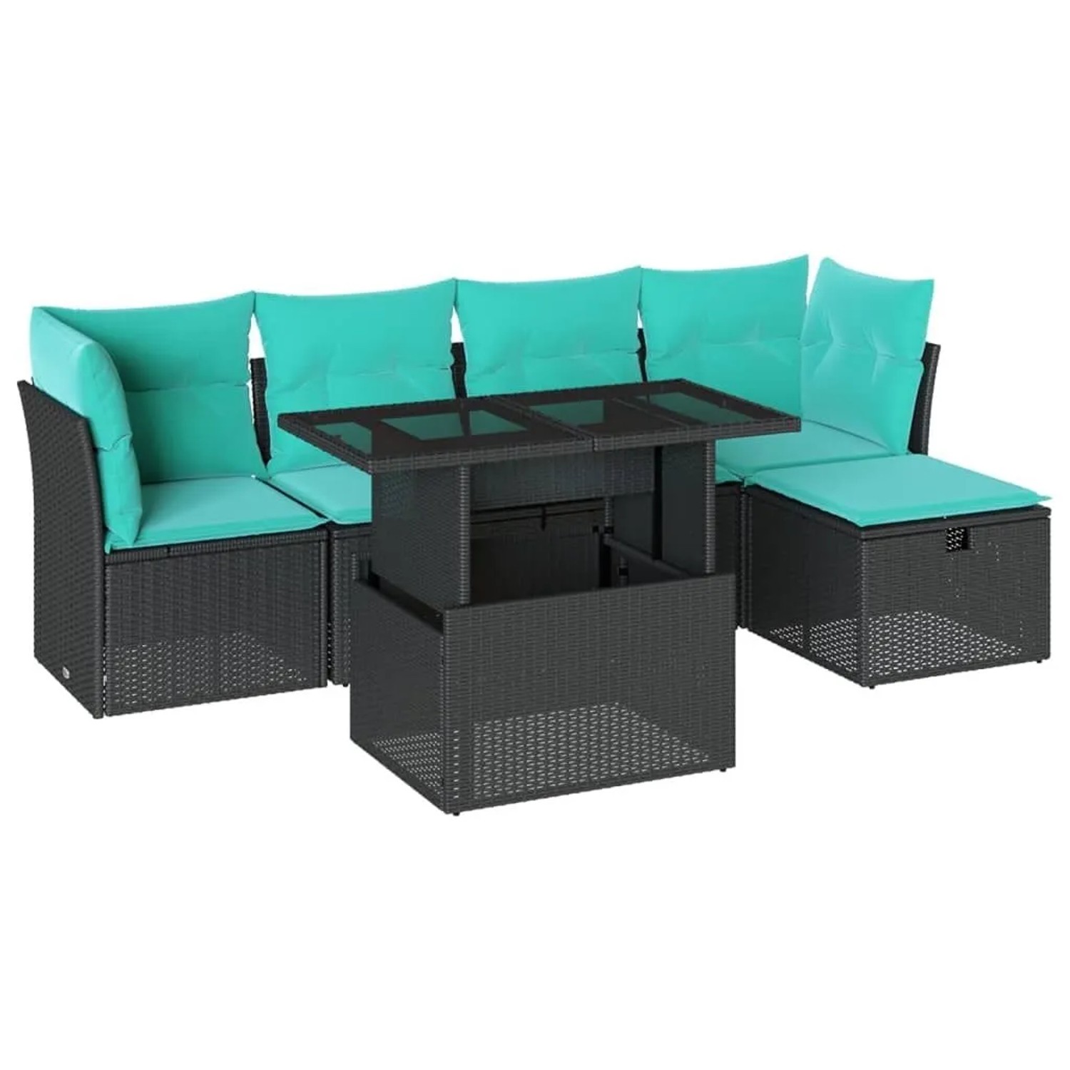 vidaXL 6-Tlg Gartensofa-Set mit Kissen Schwarz Polyrattan 3274637 günstig online kaufen