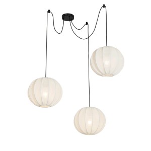 QAZQA Design-Pendelleuchte Plu, 3-flammig, weiße Seidenkugeln. Elegante Lampe für Wohn- und Esszimmer.