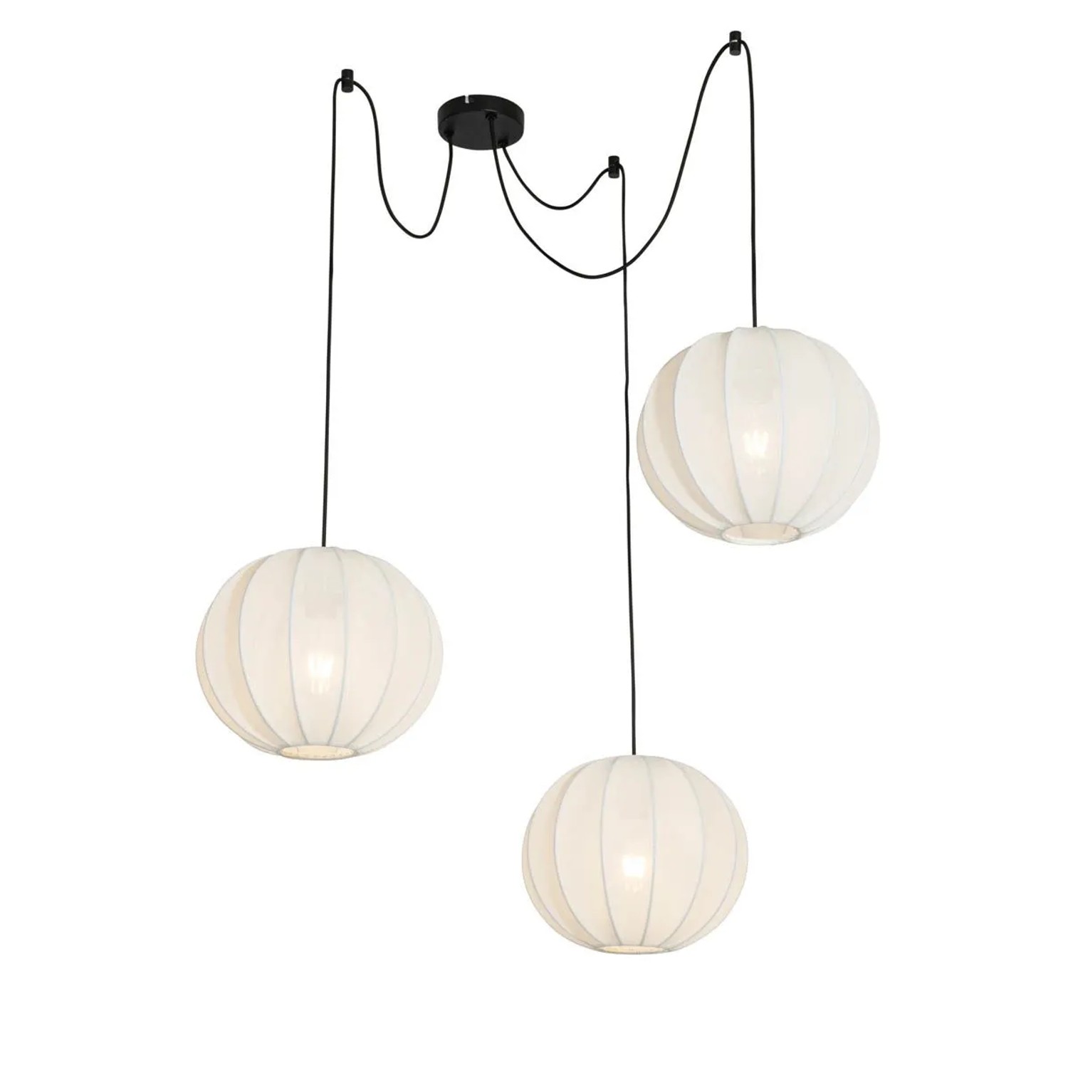 QAZQA Design-Pendelleuchte Weiß Seide 30 cm 3-Licht Plu