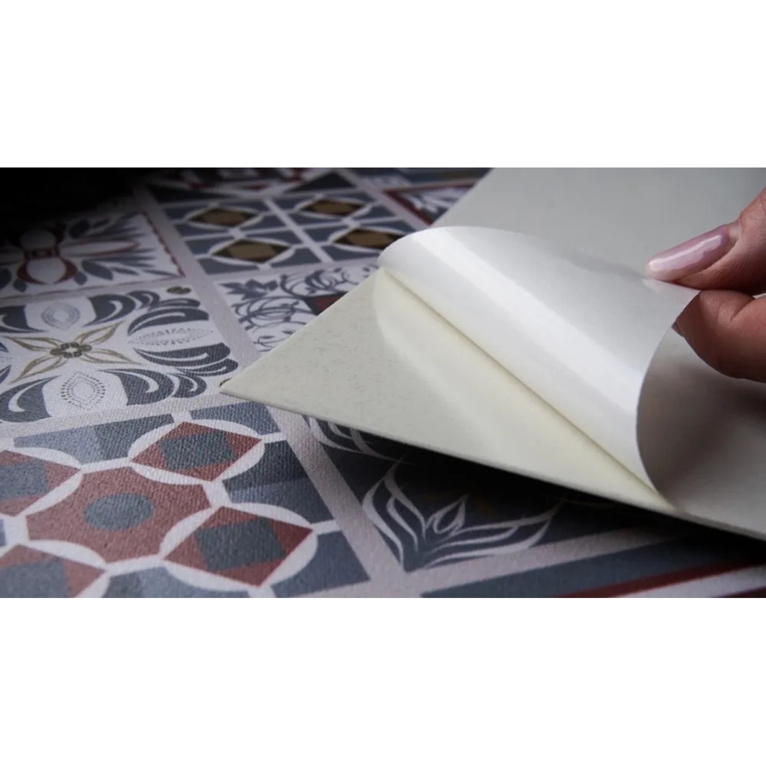 Selbstklebende PVC Fliese mit Gemüse-Muster, 30x30cm, Teil eines 9er Sets für Böden.