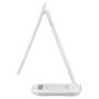 Weiße LED-Tischlampe Cyberglow, 31,6 cm hoch, mit schwenkbarem Kopf und Wireless Charging.