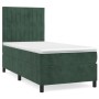 Dunkelgrünes vidaXL Boxspringbett mit Matratze und Kopfteil, Samtbezug.