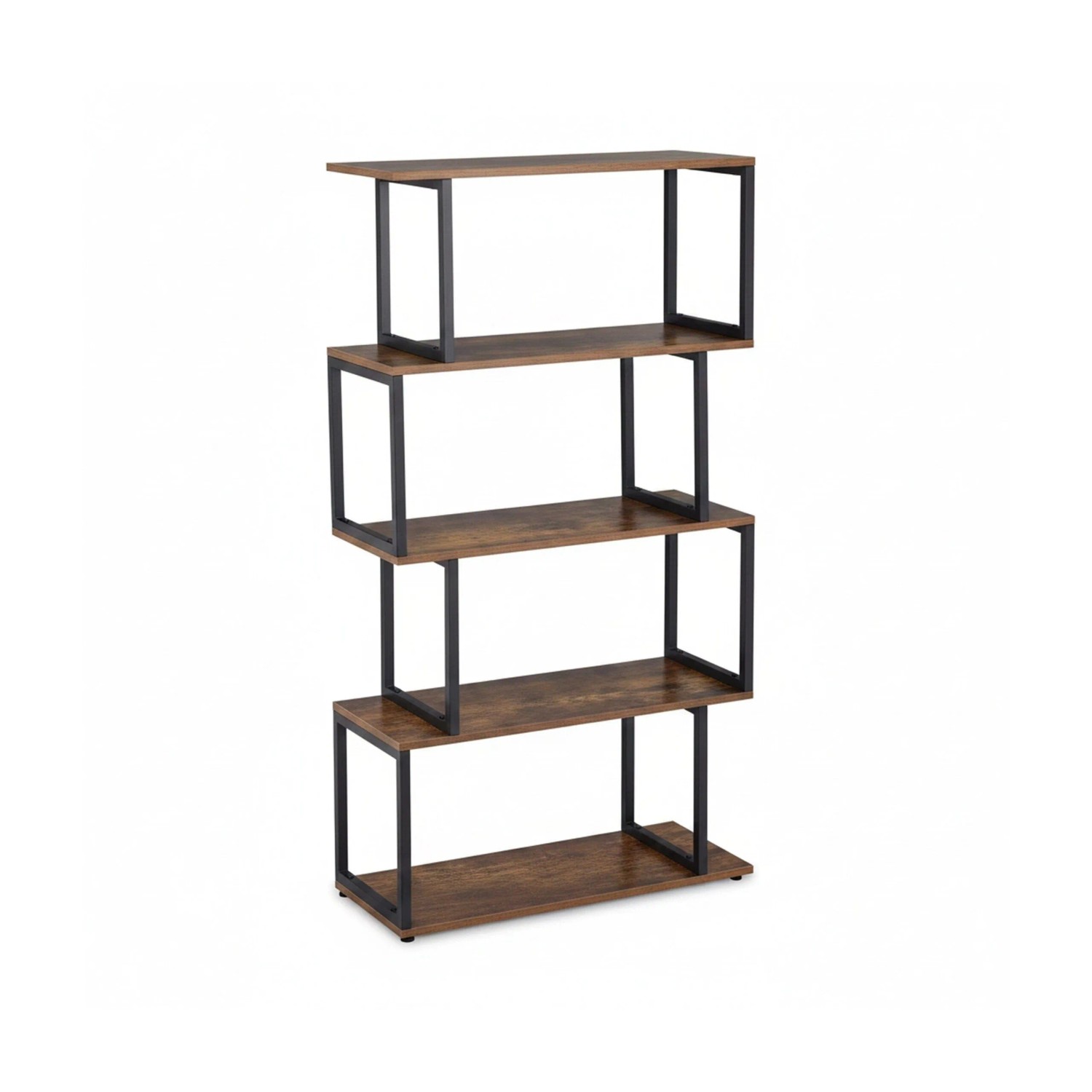 Relaxdays Bücherregal MDF Stahl Braun Schwarz 136 cm x 73 cm x 30 cm 16,5 kg