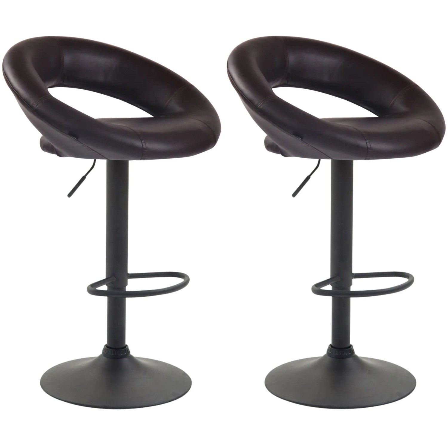 DELUKE 2er Set Barhocker MEKIM Kunstleder Braun 53x47x80cm Schwarz Barstuhl Höhenverstellbar Mit Lehne Drehbar Tresenhoc...