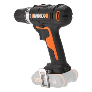 Worx Akku-Schlagbohrschrauber WX370.9 Solo, 20V, mit Bohrfutter und Gürtelclip.