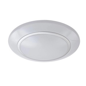 Weiße, runde LED-Deckenleuchte Felecina mit Dimmfunktion für Wohnzimmer.
