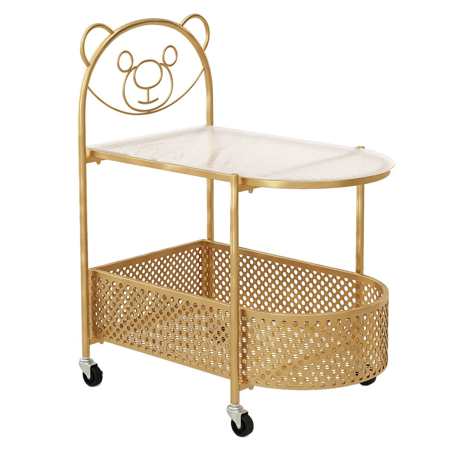 Costway Beistelltisch Glas mit Rollen 2-Stufiger Glastisch Modern Gold günstig online kaufen