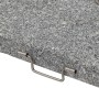 Grauer Siena Garden Schirmständer aus Granit, 54x54x5,5 cm, mit Edelstahl-Standrohr und Tragegriff.