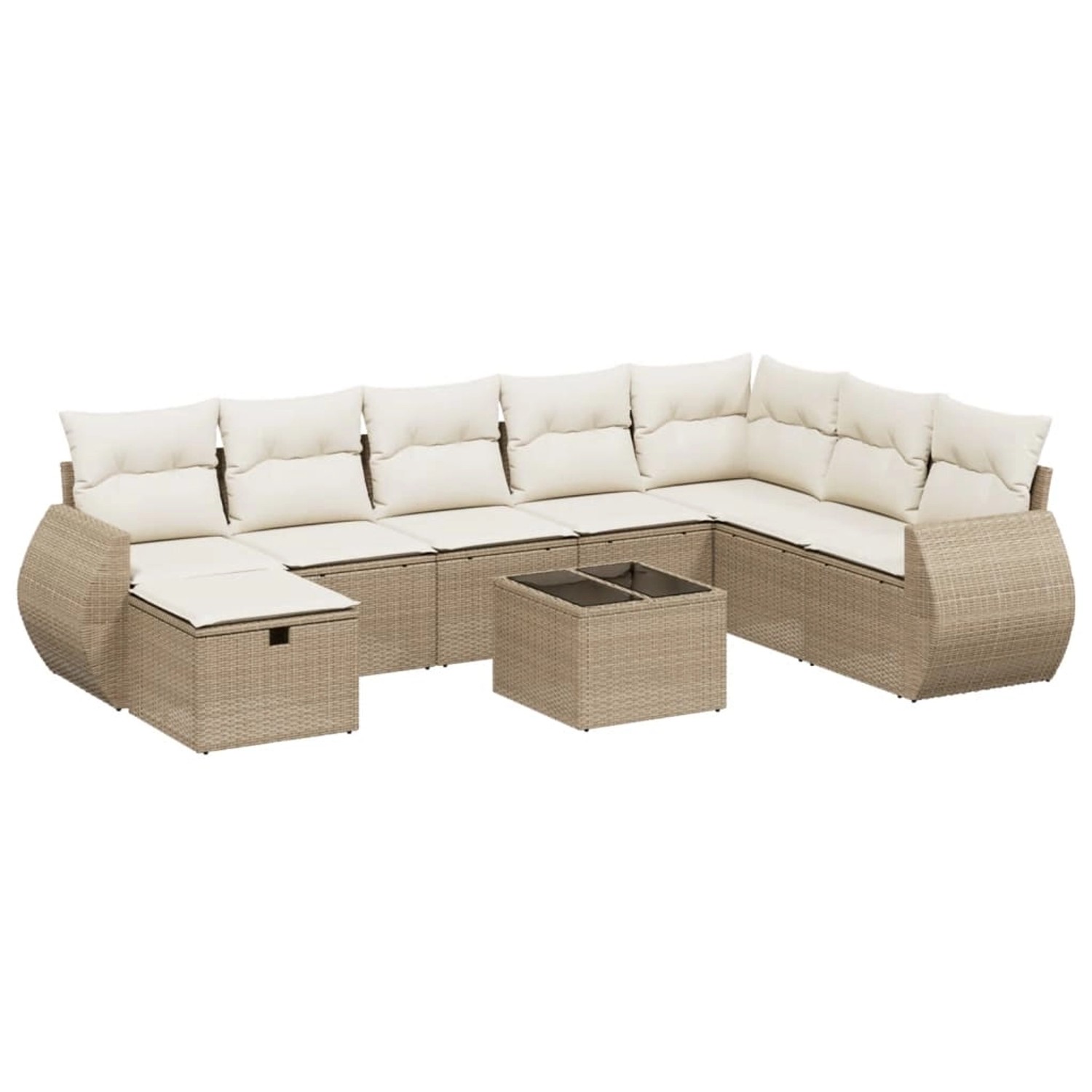 vidaXL 9-Tlg Garten-Sofagarnitur mit Kissen Beige Poly Rattan 3264214 günstig online kaufen