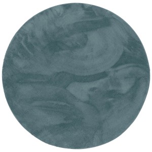 Runder, blaugrauer Fellteppich „Pergamon Luxus Super Soft“ mit weicher Oberfläche, 200 cm Durchmesser.