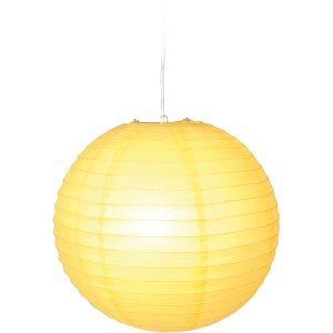 Gelbe Näve Reißpapier-Pendelleuchte, runde Papierlampe für E27 Fassung.