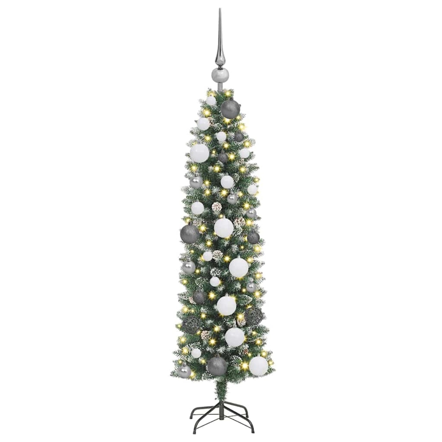 vidaXL Künstlicher Schlanker Weihnachtsbaum mit 150 LEDs Grün 120 cm 3395268