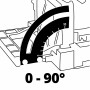 Einhell TC-BJ 900 Flachdübelfräse: Detailaufnahme der stufenlosen Winkeleinstellung von 0-90°.