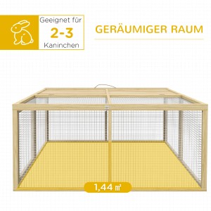 PawHut Kaninchenstall mit Freilaufgehege, klappbar, 120x120x57 cm.