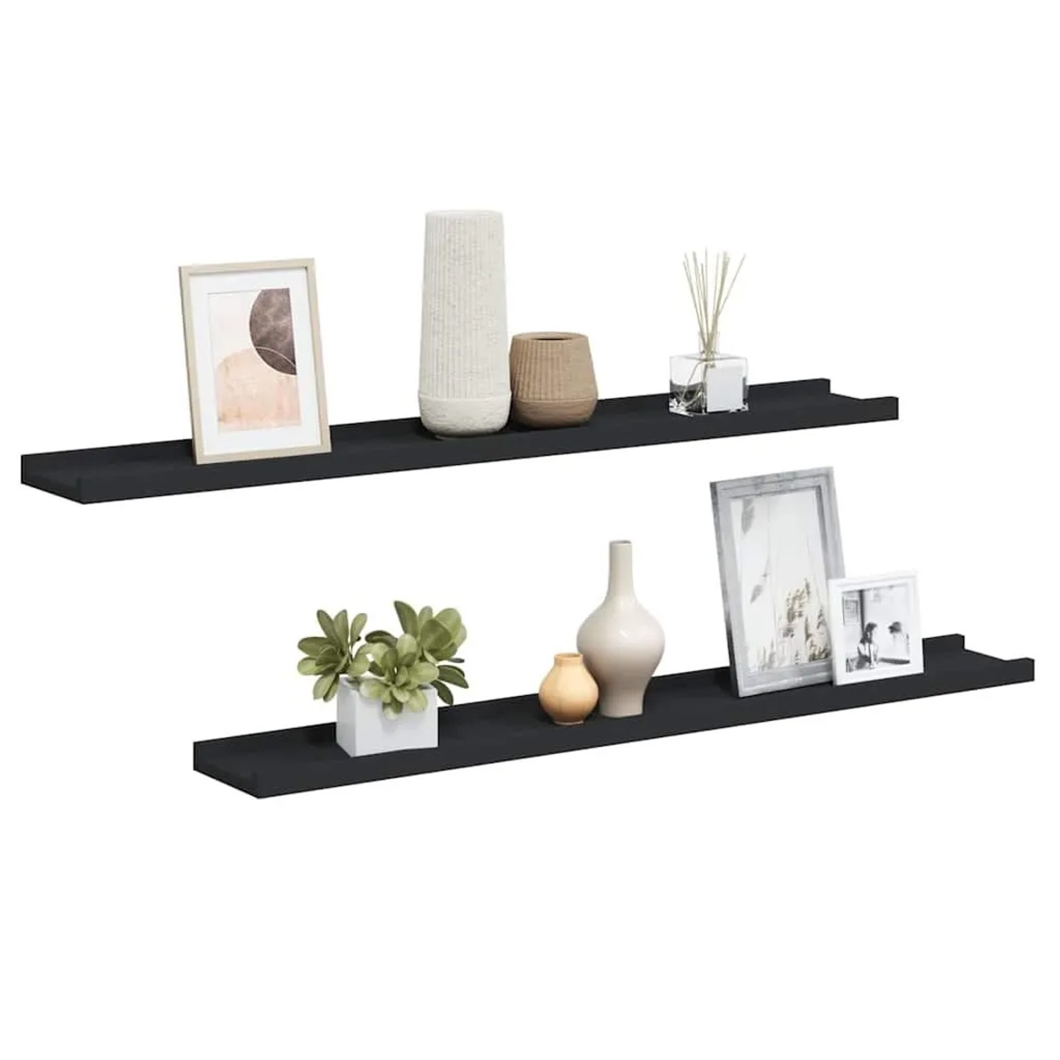 vidaXL Bilderleisten 2 Stk Schwarz 80x9x3 cm MDF 323933