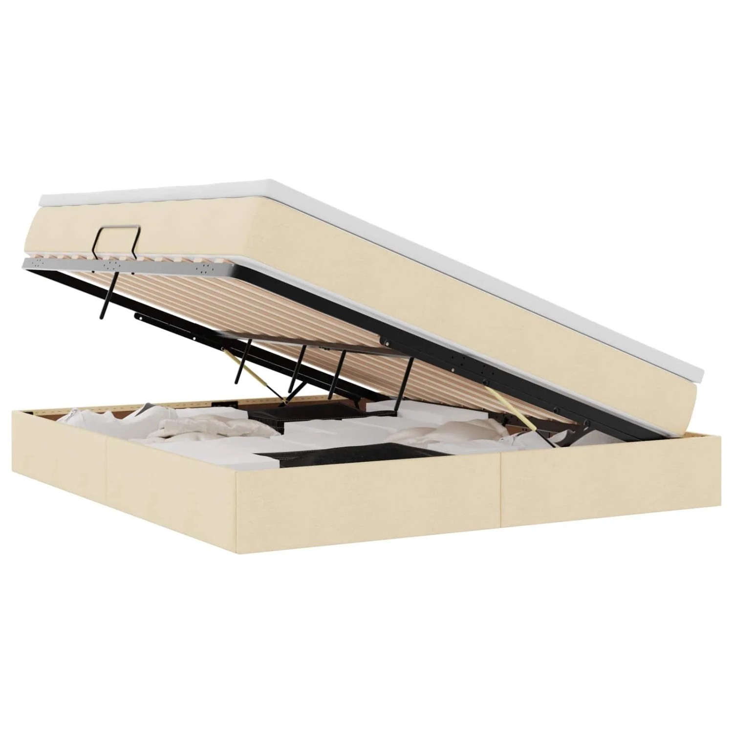 vidaXL Stauraumbett mit Matratze Creme 160 x 200 cm Polyester 3370240 günstig online kaufen