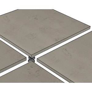 Steingraues Fugenkreuz 20 mm für Terrassendielen, zur einfachen und gleichmäßigen Verlegung.
