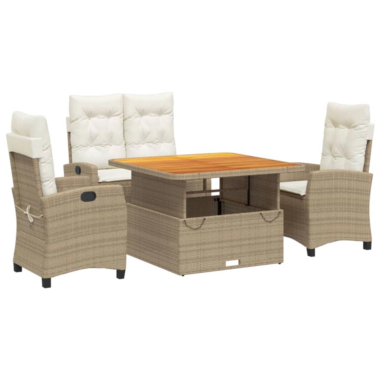 vidaXL 4-Tlg Garten-Essgruppe mit Kissen Beige Poly Rattan 3277416 günstig online kaufen