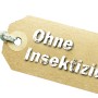 Detailaufnahme einer Neudorff Gelbtafel: Hinweisschild "Ohne Insektizide" für Schädlingsbekämpfung.