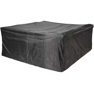 Anthrazitfarbene Aerocover Schutzhülle für Sitzgruppen, atmungsaktive Gartenmöbel Abdeckung.