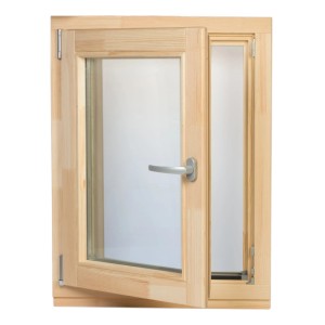 Offenes Panto Holzfenster Dreh/Kipp, 90x120 cm, unbehandelt mit Griff. Ideal zur individuellen Gestaltung.