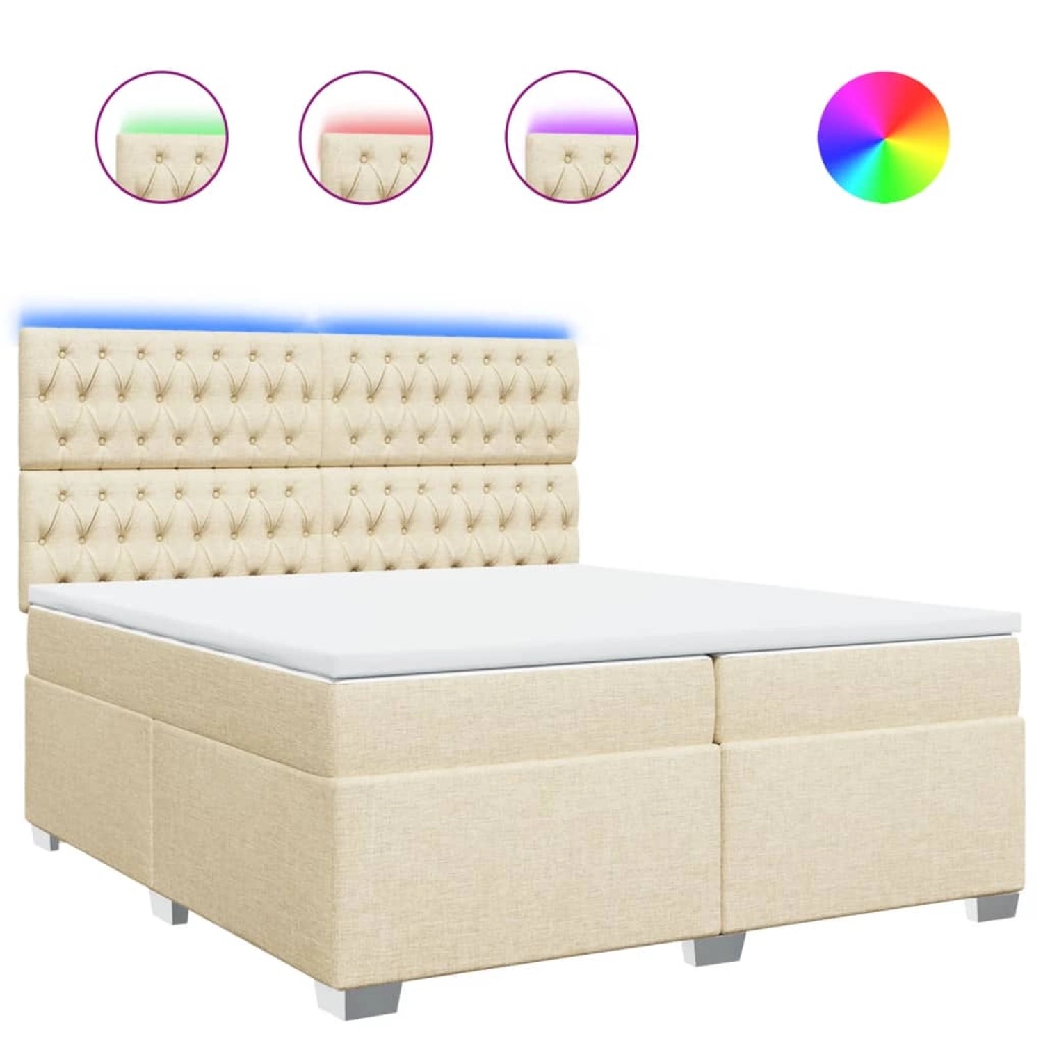 vidaXL Boxspringbett mit Matratze Creme 200x200 cm Stoff 3292907 günstig online kaufen