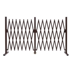 Braunes, ausziehbares MCW Absperrgitter aus Aluminium, 103cm hoch, 52-400cm breit, mit Rolle und Standfüßen.