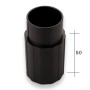 Schwarze SOTECH Sockelfußverlängerung 50 mm für Möbelbeine, gerippt, mit Maßangabe.