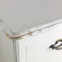Detailansicht: Weißer Schrank mit goldfarbenem Rust-Oleum Möbellack-Akzent.