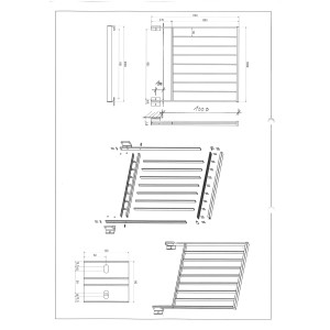Technische Zeichnung: Dieda Geländer-Set Linus Taupe, Aluminium, 1160x1000 mm, Details zu Maßen und Montage.