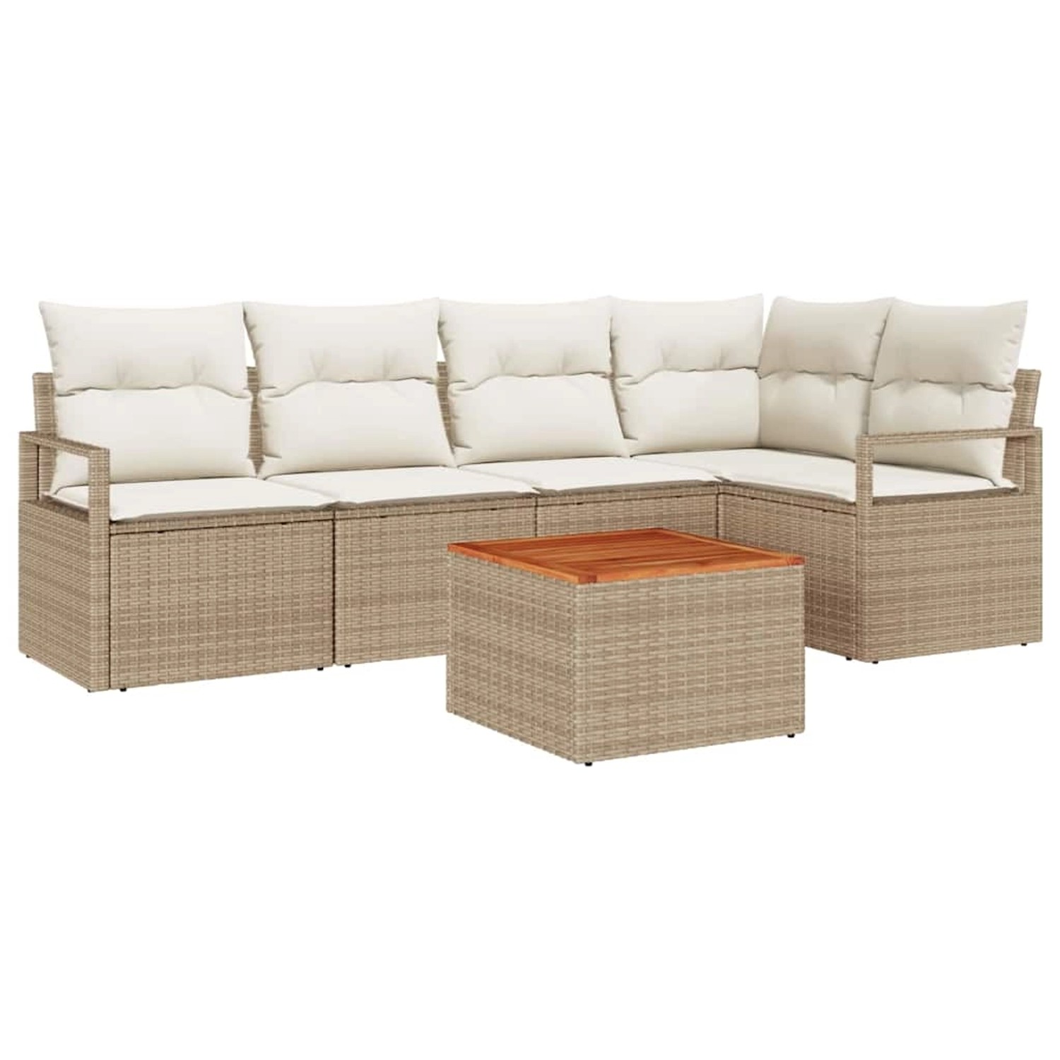 vidaXL Garten-Sofa-Set mit Kissen 6-Tlg Beige Poly Rattan 3347708 günstig online kaufen