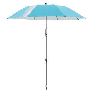 Blauer Doppler Marktschirm Expert, Ø 156 cm, mit Knickfunktion für optimale Schattenausrichtung.