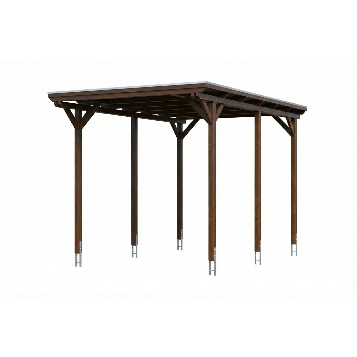 Skan Holz Carport Emsland Caravan Stahl-Dachplatten 402 cm x 604 cm Nussbaum