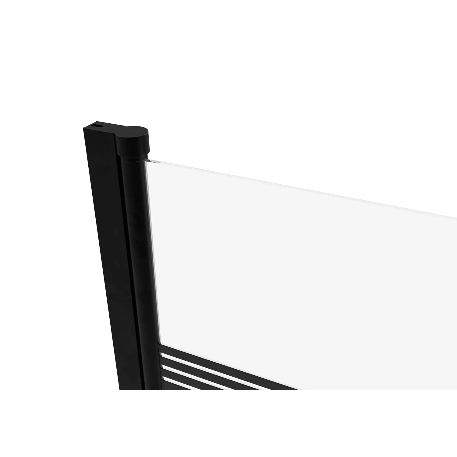 Detailaufnahme: Aurlane Badewannenfaltwand Black Lines, 1-flügelig, schwarz, mit Dekorlinien.