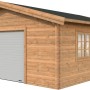 Palmako Holzgarage Roger, braun, mit Sektionaltor, Fenster und Tür. Ideal als Fertiggarage, Werkstatt oder Lagerraum.