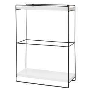 BERLINLODGE Wandregal HxBxT 50x35x17cm Massiv-Holz Metall Industrial 2 Regalböden Weiß Hängeregal Regal Küchenregal