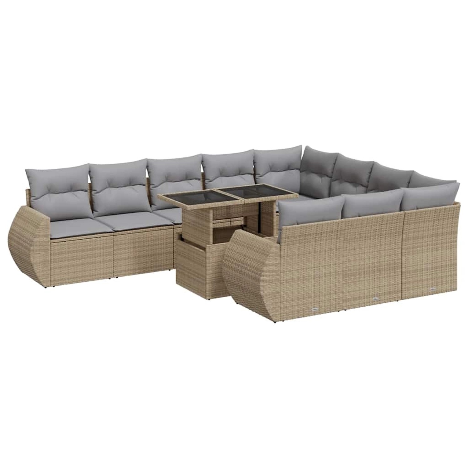 vidaXL 11-Tlg Garten-Sofagarnitur mit Kissen Beige Poly Rattan 3326710 günstig online kaufen