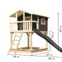 Karibu Stelzenhaus Benjamin mit Rutsche in Natur-Grau, mit Leiter und Podest.