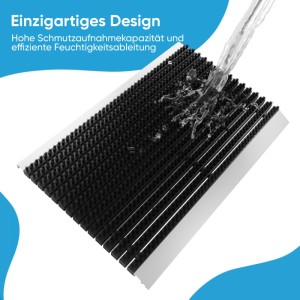 Schwarze Björn&Schiller Fußmatte mit Aluminiumrahmen und Bürsten für den Außenbereich.