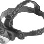 LED Kopflampe LX328, silber-schwarz, mit verstellbarem Kopfband für Sport und Freizeit.