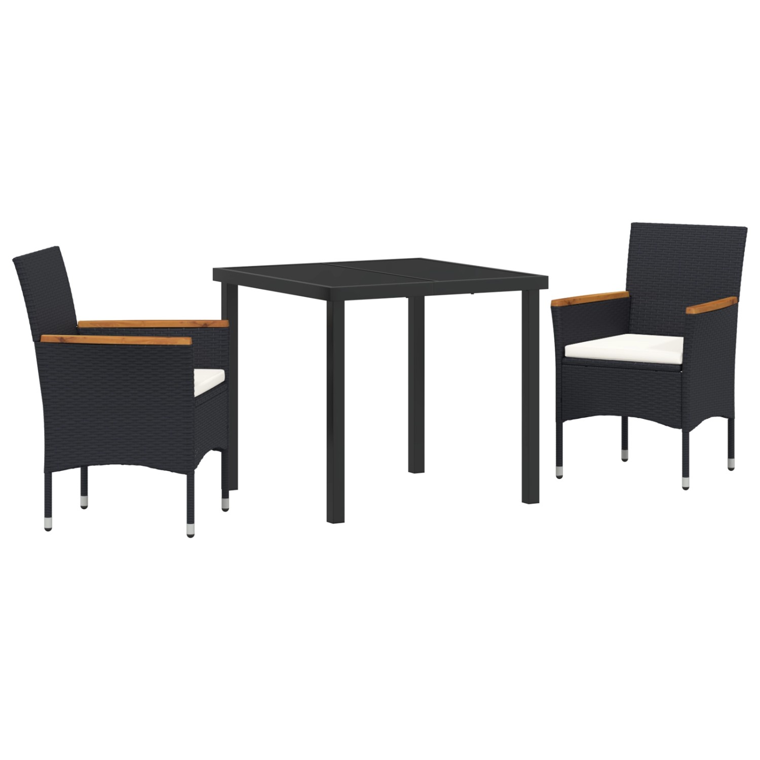 vidaXL Garten Essgruppe mit Kissen 3-Tlg Schwarz Poly Rattan 3379751 günstig online kaufen