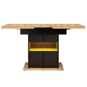 Merax Esstisch 110x140 cm Schwarz Holz LED Verstellbarer Einlegeboden