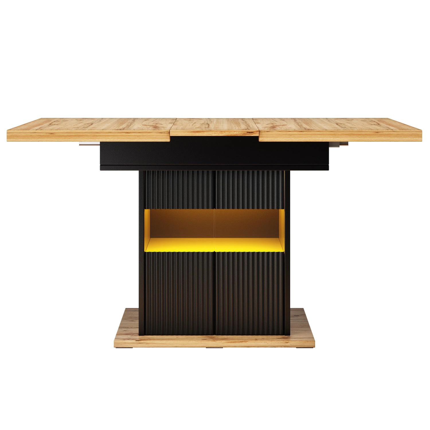 Merax Esstisch 110x140 cm Schwarz Holz LED Verstellbarer Einlegeboden