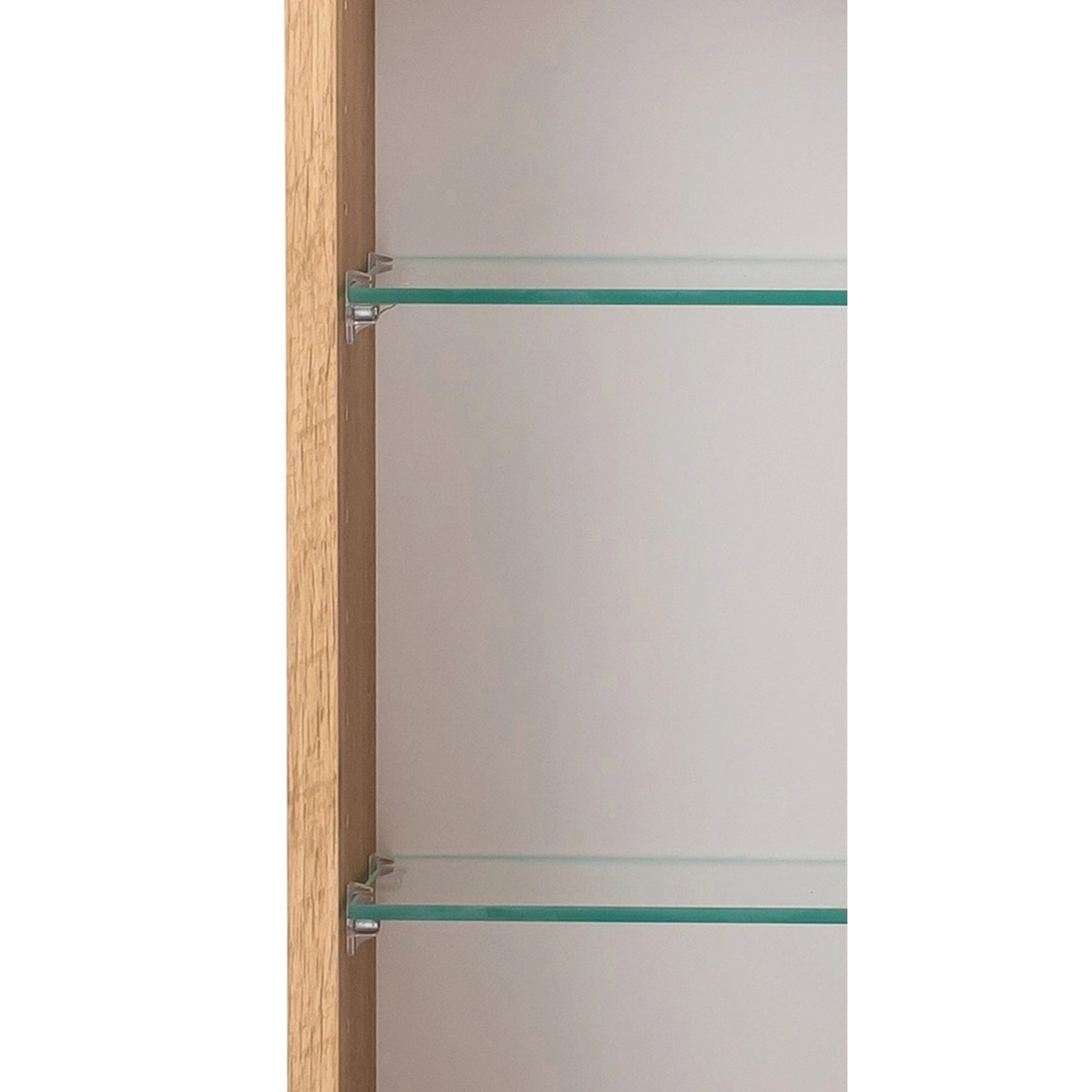 Innenansicht Held Möbel 3D-Spiegelschrank Salerno 80 cm Wotaneiche mit Glasböden.