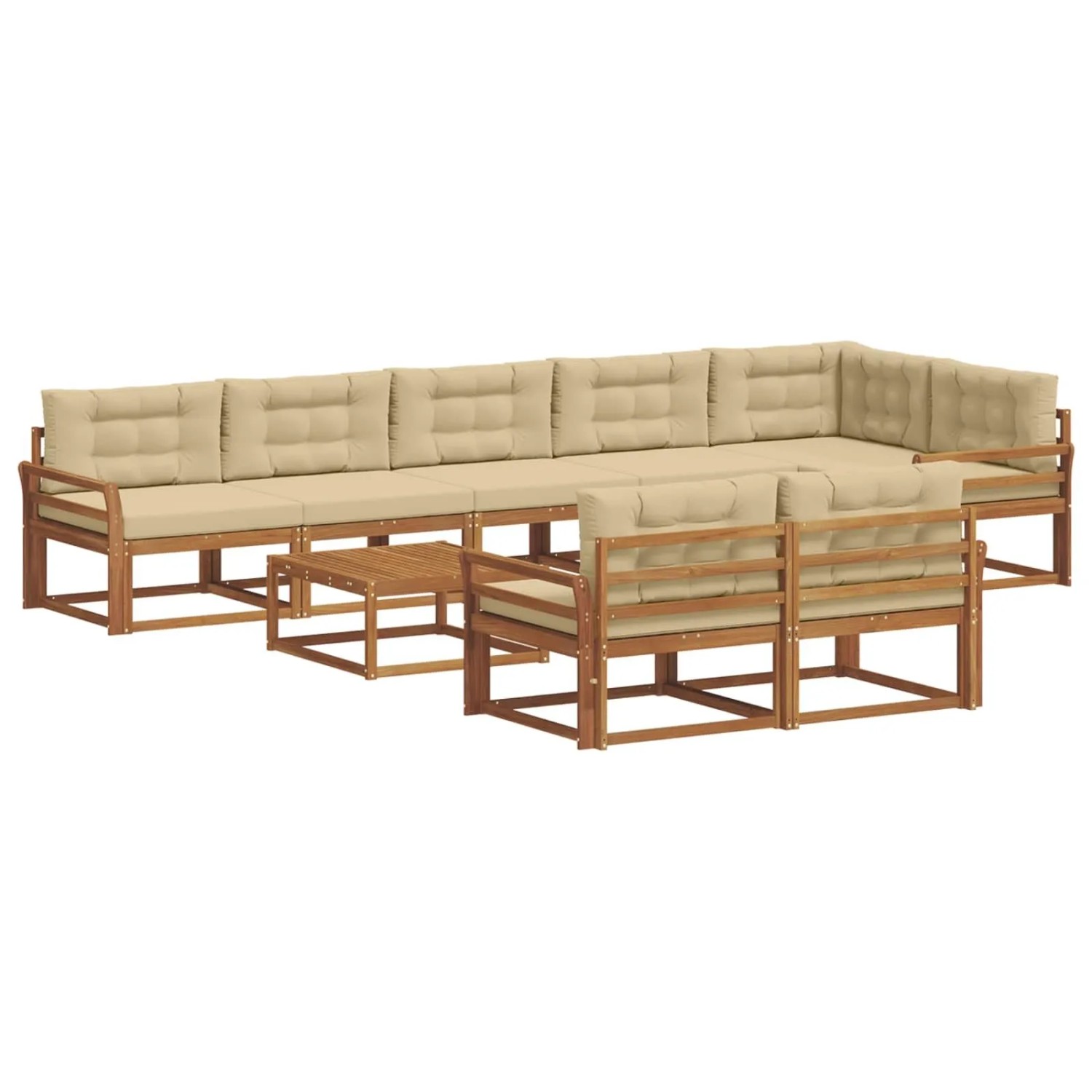 vidaXL Outdoor-Sofagarnitur mit Kissen 9-Tlg Natur und Beige 3367791